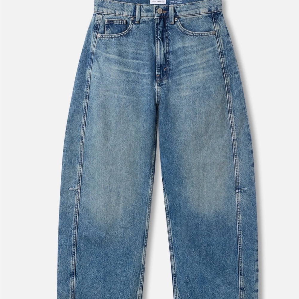 Good American Light Blue High-Rise Wide Leg Jeans